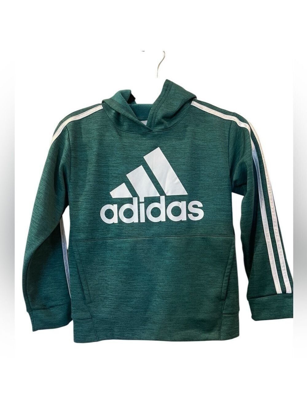 Adidas Kids Green Fleece Lined Sweatshirt Hoodie Boy's Size: 8 Small